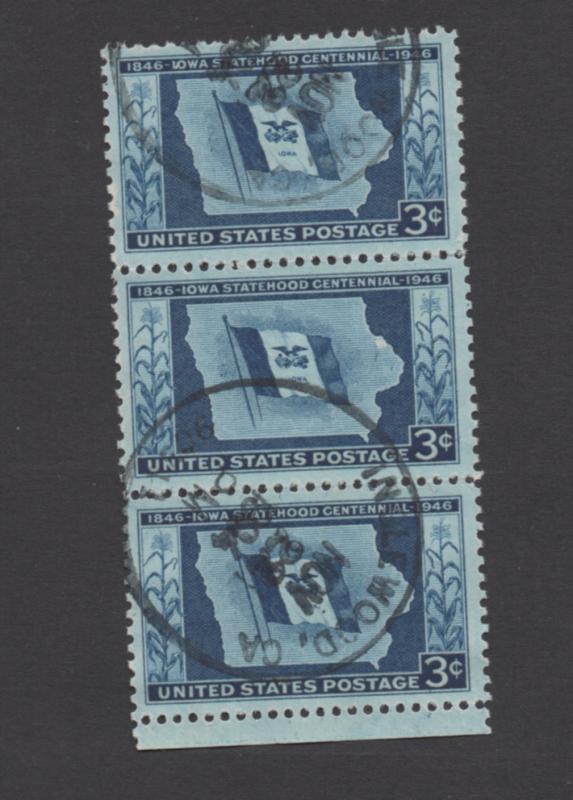 Scott #  942 used  Strip of 3