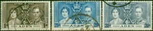 Aden 1937 Coronation Set of 3 SG13-15 Fine Used