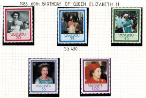 Vanuatu 1986 60th Birthday of Queen Elizabeth  Set of 5 MNH