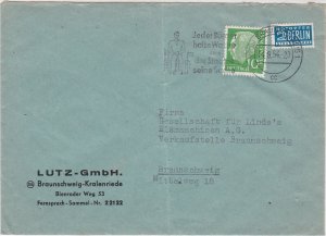 Germany 1954 Slogan Cancel Obligatory Tax Aid for Berlin Stamps Cover Ref 26487