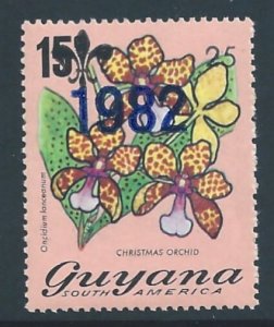 Guyana #851 NH Flora Defin. Ovptd. 1982 (Blue) Surcharg...