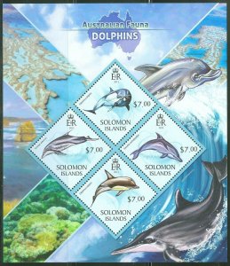 SOLOMON ISLANDS 2013 AUSTRALIAN FAUNA  DOLPHINS SHEET