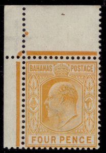 BAHAMAS EDVII SG65, 4d deep yellow, NH MINT. Cat £15. MARGINAL