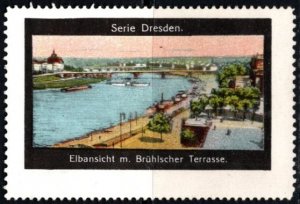 Vintage Germany Poster Stamp Dresden Series Elbe View With Brühlscher Terrasse