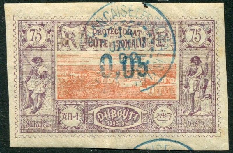 DJIBOUTI-1902 0.05 on 75c Value Cancelled to Order Sg 108 VERY FINE USED  V20928