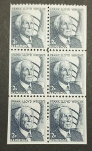 US Scott #1280c -Frank L. Wright - Booklet Pane Dull Gum 1971 Stamps MINT T4512