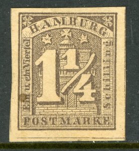 Germany States 1864 Hamburg 1¼s Gray Scott #9 Mint G445