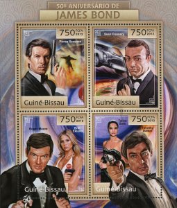 James Bond Stamp Pierce Brosnan Sean Connery Roger Moore S/S MNH #6347-6350