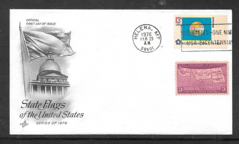 Just Fun Cover #1673 FDC MT. State Flag Artcraft Cachet. (A1503)