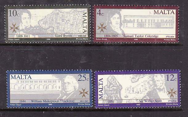 Malta-Sc#755-8- id7-unused NH set-British Authors-1990-