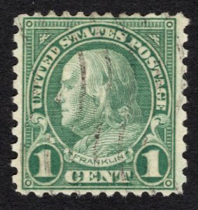 Used 1923 Perf 11x10 1c Franklin, Scott #578  cv $160