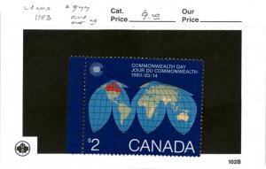 Canada, Postage Stamp, #977 Mint NH, 1983 Map Globe (AB)