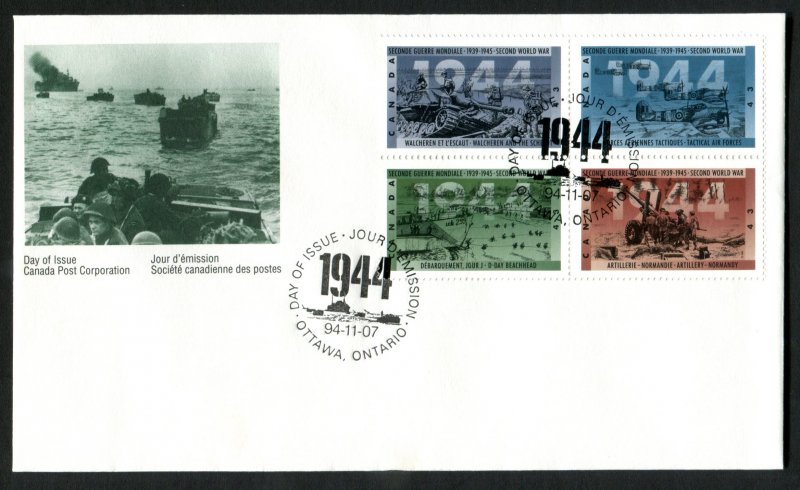 1540a Canada 43c World War II blk/4 Official FDC