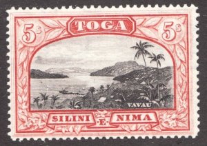 1897 Toga Tonga Sc# 52 - 5s  Palm Trees & Ship at Vavau Pictorial - MH Cv$32.50