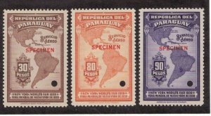 Paraguay Sc C124-6 MNH Speciment set of 1939 - Map with Asuncion to NY Air Route