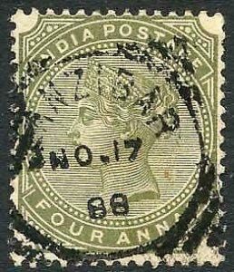 Zanzibar SGZ69 4a Olive-green Z5 Squared Circle dated 17th Nov 1891 