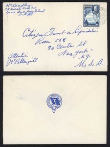 Bermuda KGV 2 1/2d Blue on a commercial cover to the USA