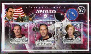 MADAGASCAR 2015 APOLLO IX  SHEET OF THREE  DEPICTING SCOTT, McDIVITT & SWEICKART