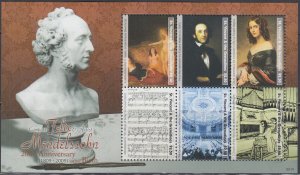 ST VINCENT Sc #3658 CPL MNH S/S of  6 DIFF 200th ANN of FELIX MENDELSSOHN