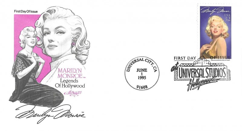 1995 FDC, #2967, 32c Marilyn Monroe, Artmaster