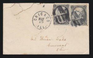 US 73 (x2) on Cover From Chicago, IL To Conneant, OH SCV $140 (-024)