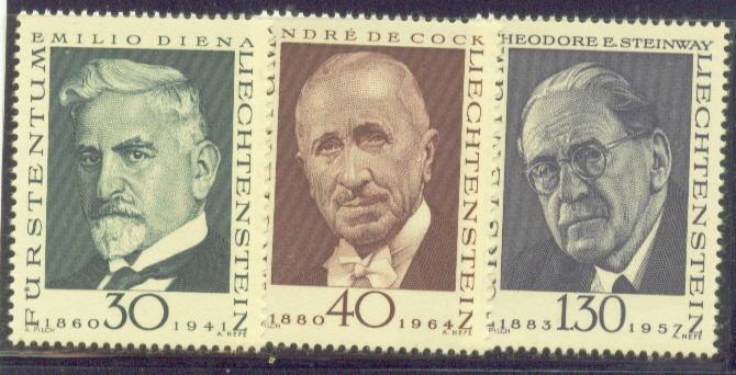 LIECHTENSTEIN  509-11 MNH 1972 PORTRAITS-PIONEERS of PHIL.