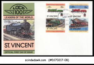 ST. VINCENT - 1983 LEADERS OF THE WORLD / RAILWAY / TRAINS - 4V - FDC