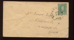 Confederate States 1 Used Tied by Black Savannah GA PAID  CCL on Cover LV4441