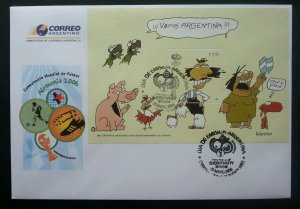 Argentina Germany FIFA World Cup 2006 Football Games Cartoons Dog Pig Bird (FDC)