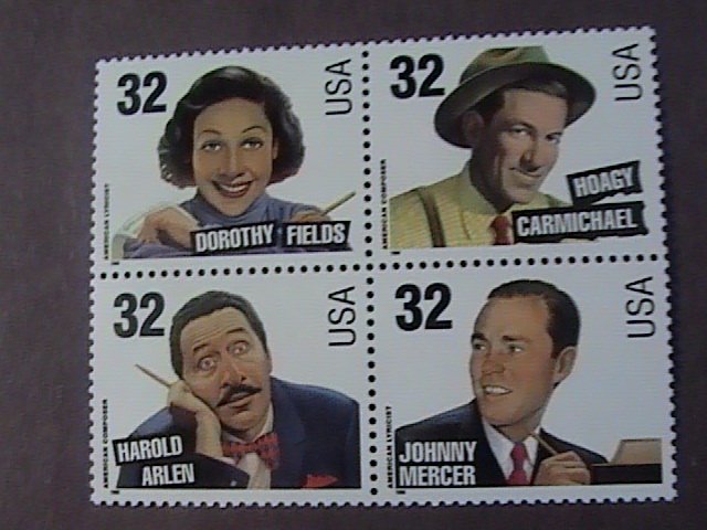 U.S.# 3100-3103(3103a)-MINT NEVER/HINGED---BLOCK OF 4---SONG WRITERS--1996
