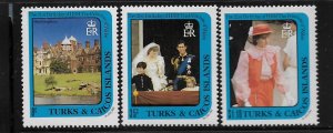 TURKS & CAICOS ISLAND, 530A-530C, MNH,  H.R.H. PRINCESS DIANA