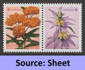 Canada Wildflowers P horz pair (from sheet) MNH 2024