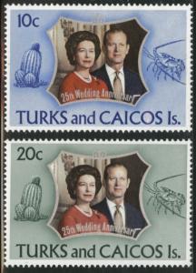 TURKS and CAICOS Scott 257-8  MNH**  silver wedding set