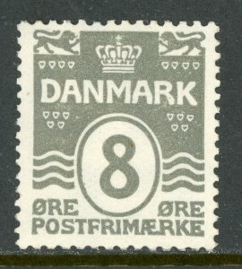 Denmark 1921 Wavy Lines 8 Ore Gray Perf 14x14½ Scott #93 MNH B306