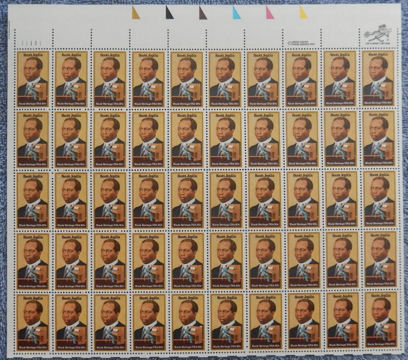 MALACK 2044 20c Scott Joplin, VF OG NH, Full Sheet, ..MORE.. sheet2044