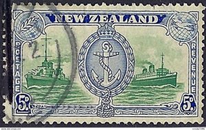 NEW ZEALAND 1946 QEII 5d Green & Ultramarine SG673 FU