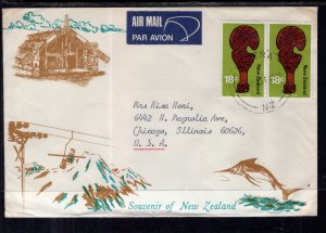 New Zealand to Chicago,IL 1973 Airmail Cover