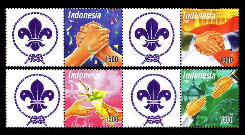 Indonesia 2007 Handshake mnh 2 pairs scout label