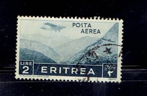 ERITREA SCOTT#C13 1936 2L PLANE OVER MNT. PASS - USED FAULTS