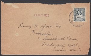 002814/ Gold Coast KG5 Cover Front 2d Rate to London