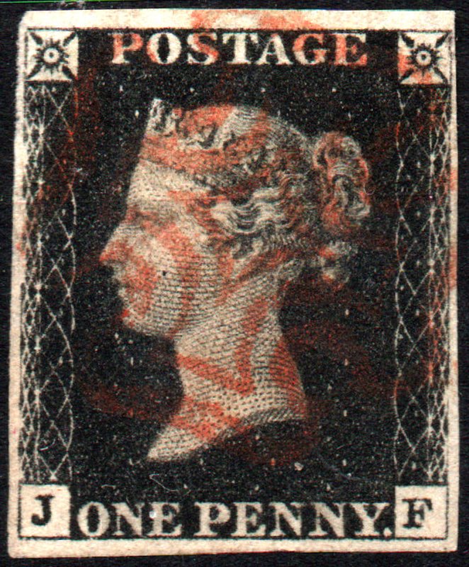 Penny Black (JF) Four Margins Good Red MX