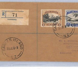 COOK ISLANDS Cover *DANGER ISLAND* Registered GB Cheshire Prestbury 1949 YJ4