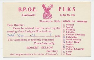 Postal stationery Canada 1966 BPOE - Benevolent and Protective Order of Elks
