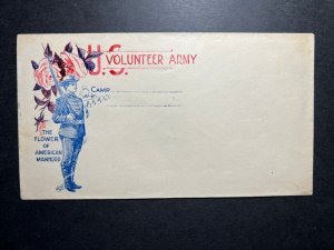 Mint USA Postal Stationery Envelope Patriotic US Volunteer Army Flower Manhood