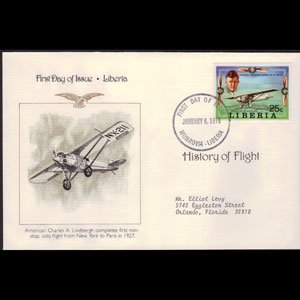 LIBERIA 1977 - FDC-797 Lindbergh Plane