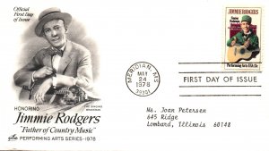 US 1755 Jimmie Rogers Artcraft Typed FDC