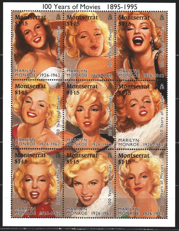 Montserrat. 1995. Small sheet 915-23. Marilyn Monroe, movie. MNH.