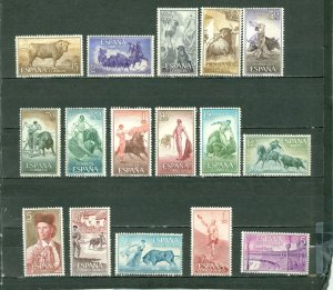 SPAIN 1960 BULLFIGHTS #909-920+#C159-162 SET MINT NO THINS