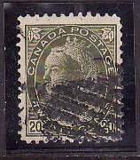 Canada-Sc#84- id1629-used 20c olive green QV numeral-1900-