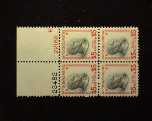 HS&C: Scott #834 5 Dollar Coolidge Plate block. A Gem. Superb MNH US Stamp